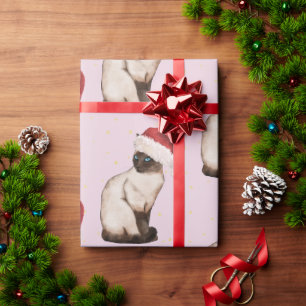 Papier Cadeau Noël Siamese Chat Motif pourpre