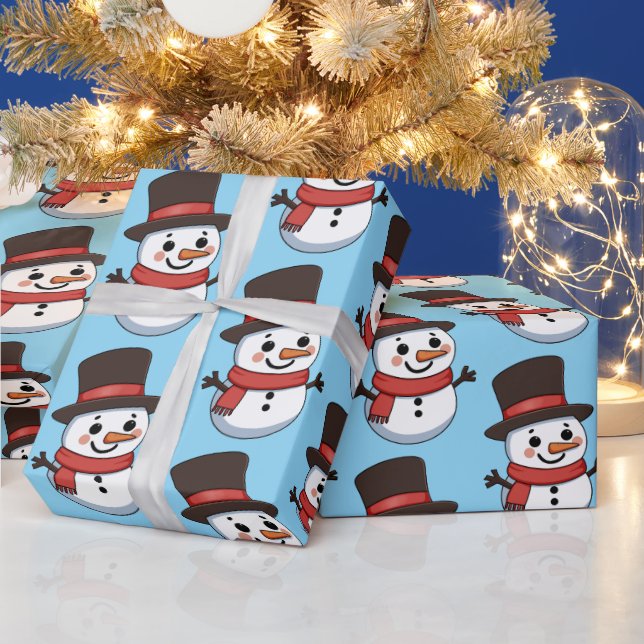 Papier Cadeau Noël Snowman mignon Motif de dessin (Vacances)