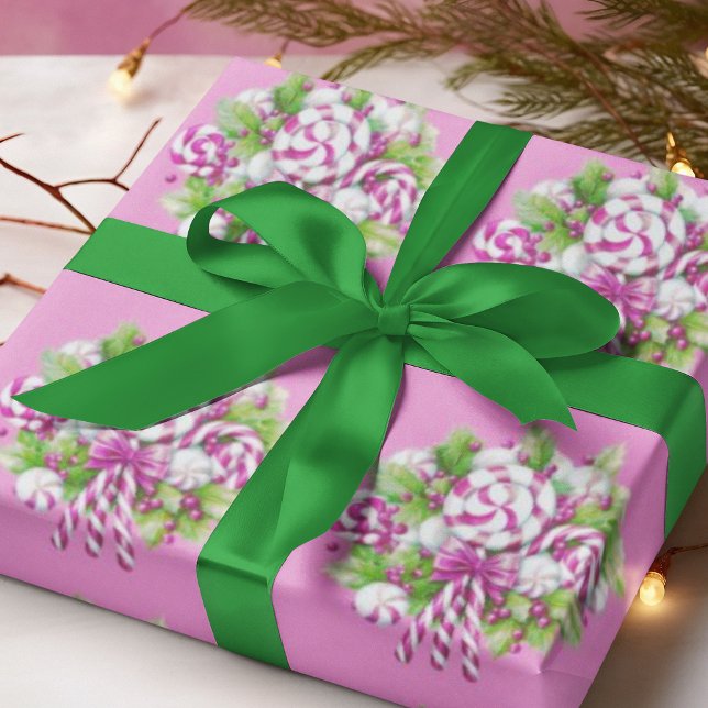 Papier Cadeau Noël sucre de canne violet et rose (Créateur téléchargé)
