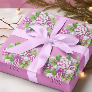Papier Cadeau Noël sucre de canne violet et rose