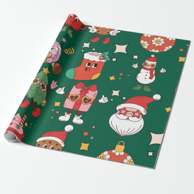 Papier Cadeau Noël Super rose moderne (Déroulé)