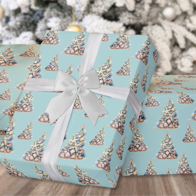 Papier Cadeau Noël sur la plage (Tropical Beach Christmas Wrapping Paper)