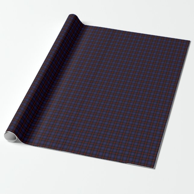 Papier Cadeau Noël Tartan bleu bleu de la marine (Déroulé)