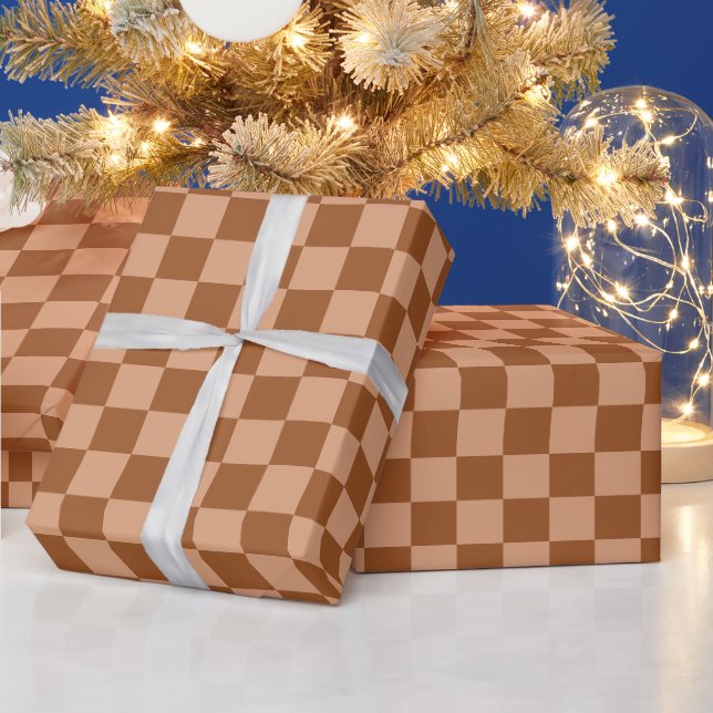 Papier Cadeau Noël Tartan Plaid Marron Rétro (Vacances)