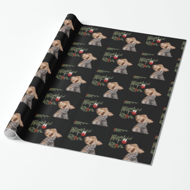 Papier Cadeau Noël tenté de Yorkie (Déroulé)
