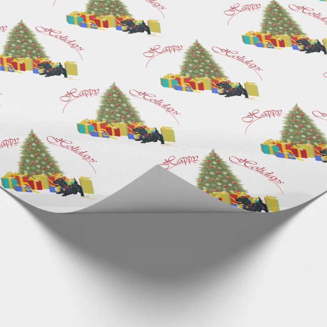 Papier Cadeau Noël Terrier Écossais (Coin)