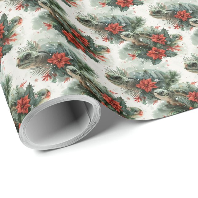Papier Cadeau Noël Tortue  (Coin rond)