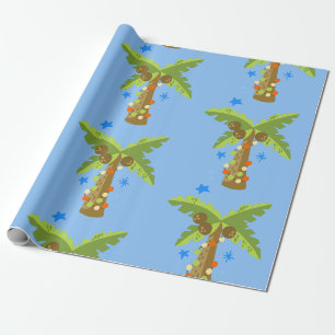 Papier Cadeau noël tropical juillet palmier