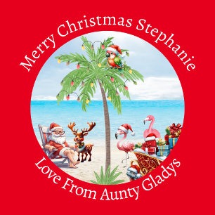 Papier Cadeau Noël Tropical Personnalisé En Juillet Fête Sur Rou