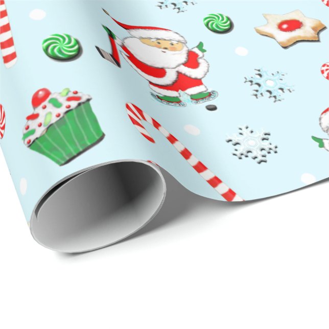 Papier Cadeau Noël vacances de hockey (Coin rond)