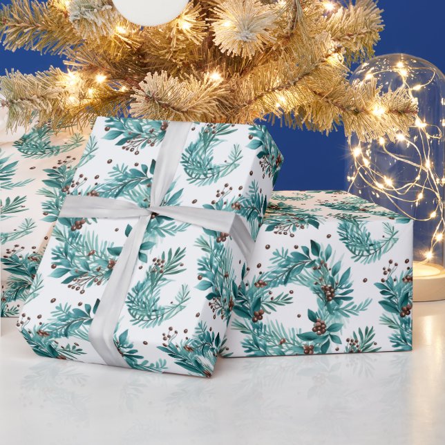Papier Cadeau Noël : Verdure et Baies de Noël Moderne (Vacances)