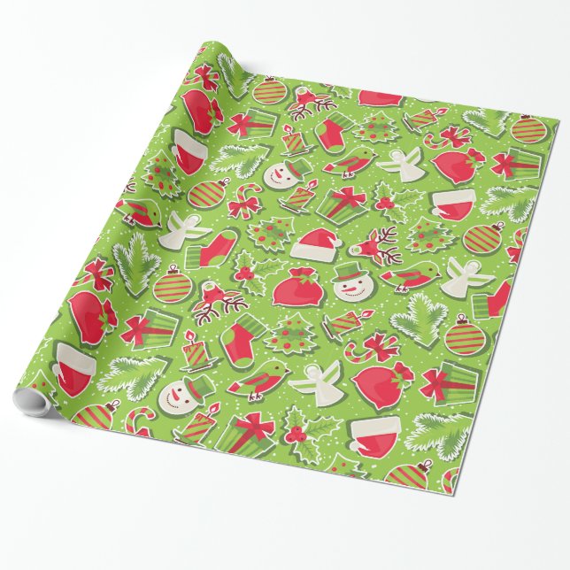 Papier Cadeau Noël vert (Déroulé)