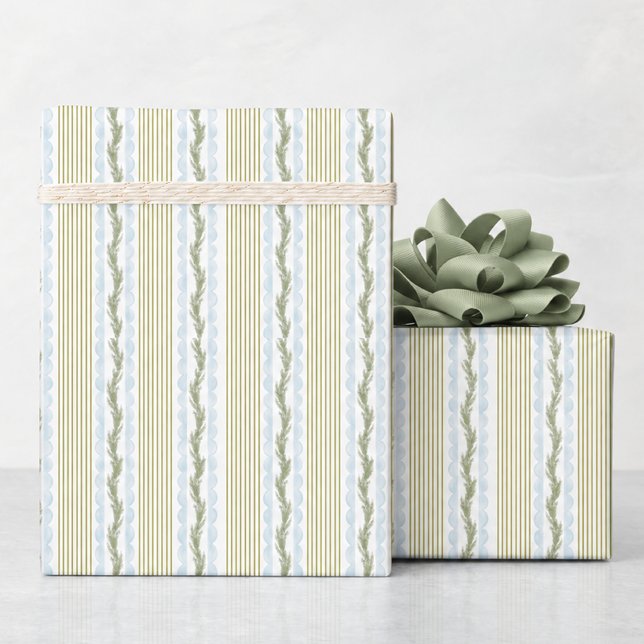 Papier Cadeau Noël vert et bleu clair (Créateur téléchargé)