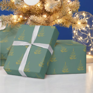 Papier Cadeau Noël vert Gold Tree