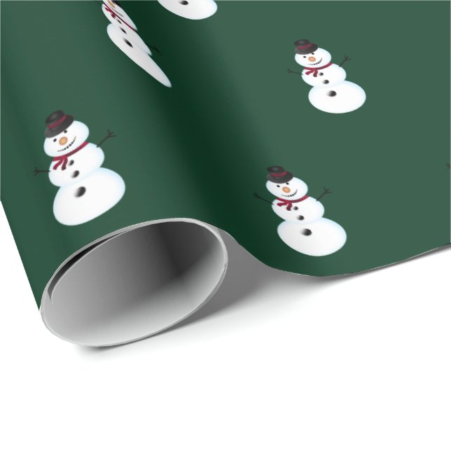 Papier Cadeau Noël vert neige (Coin rond)