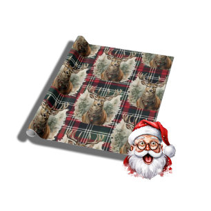 Papier Cadeau Noël vert rouge rennes