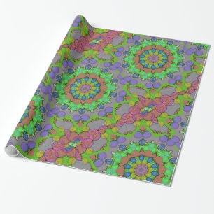 Papier Cadeau Noël vert violet rose géométrique et coloré