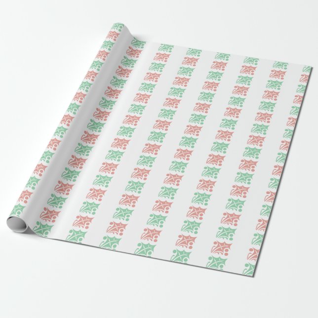 Papier Cadeau Noël Vichy à feuilles de houx blanches (Déroulé)
