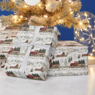 Papier Cadeau Noël vintage à la ferme