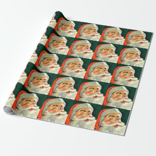 Papier Cadeau Noël Vintage, Jolly Retro 50's Père Noël