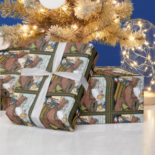 Papier Cadeau Noël Vintage, Jouets du Père Noël Chaussures