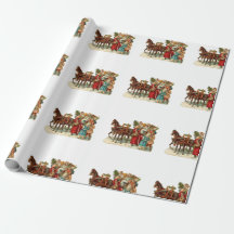 Noël vintage, Noël cheval tirant le traîneau vinta