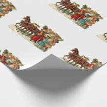 Noël vintage, Noël cheval tirant le traîneau vinta