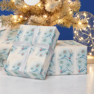 Papier Cadeau Noël vintage Renne Moderne du Milieu du Siècle