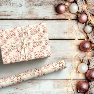 Papier Cadeau Noël Vintage rose
