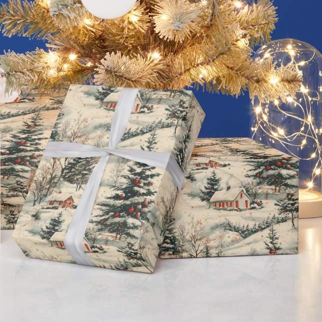Papier Cadeau Noël Vintage Rustique Férié (Vacances)