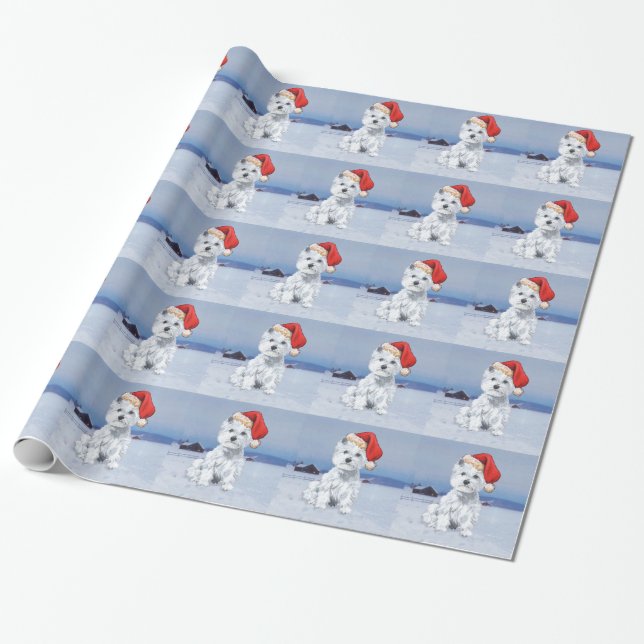 Papier Cadeau Noël Westie (Déroulé)
