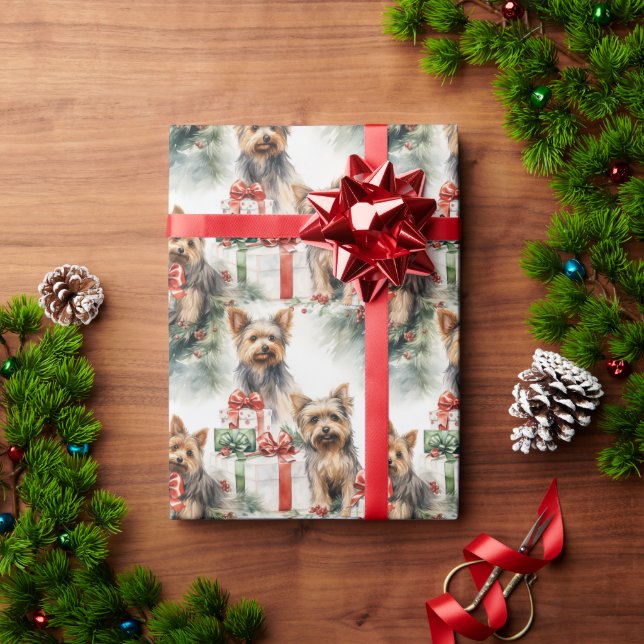 Papier Cadeau Noël Yorkie (Cadeau de vacances)