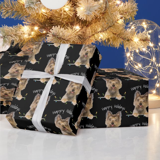Papier Cadeau Noël Yorkshire Terrier en noir (Vacances)