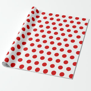 Papier Cadeau Noeud blanc et rouge médium Polka Point Christmas