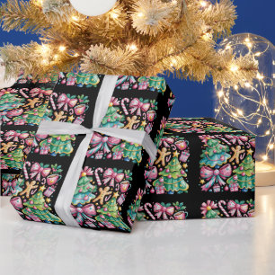 Papier Cadeau Noeud papillon floral préppy pour arbre de Noël ro