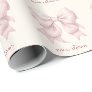 Papier Cadeau Nœud Papillon Rose Tendance Personnalisé Avec Mono