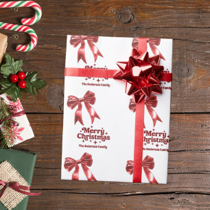 Papier Cadeau Noeud rouge rétro de Noël