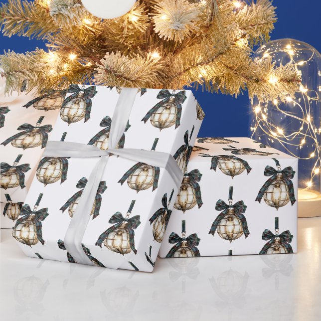 Papier Cadeau Noeuds bleus Ornements Noël (Vacances)