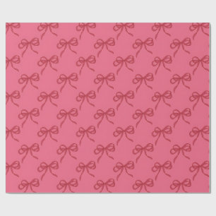 Papier Cadeau Nœuds coquettes rose rouge minimalistes et mignons