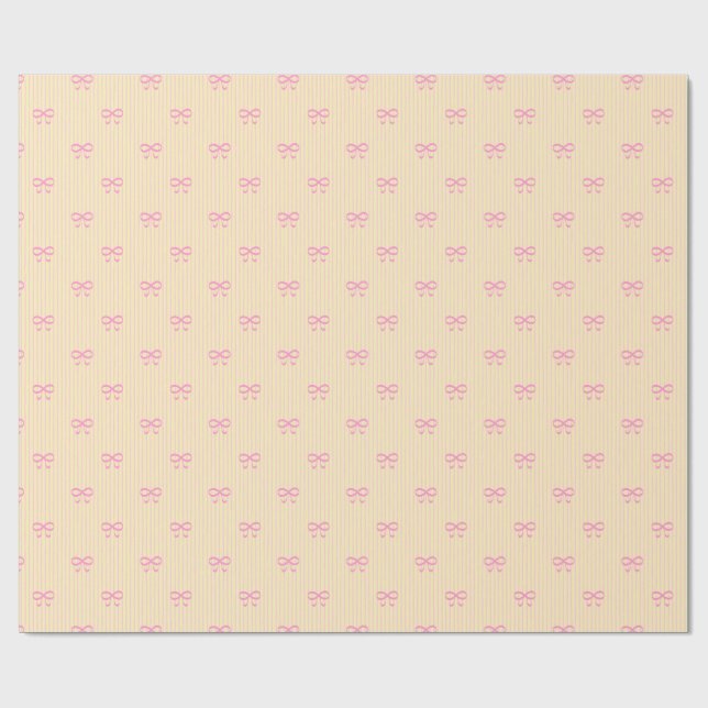 Papier Cadeau Nœuds de ruban Balletcore Jaune Ensoleillé (Plat)