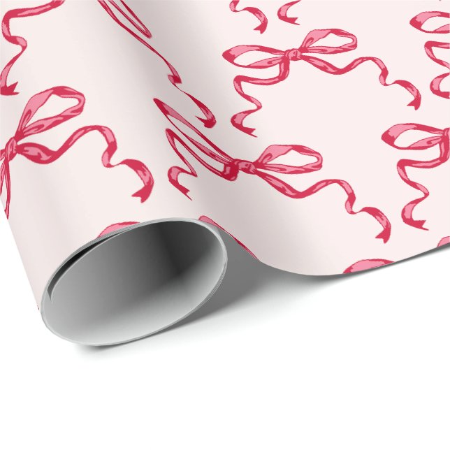 Papier Cadeau Nœuds de ruban rouge tendance  (Coin rond)