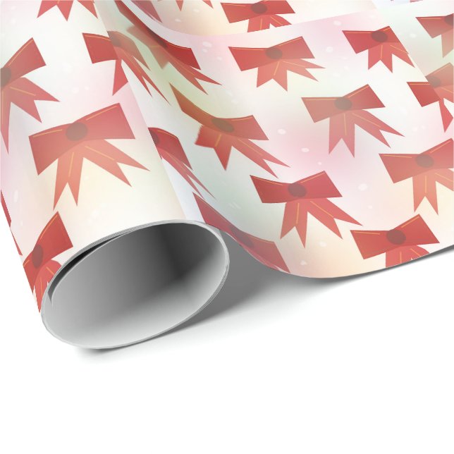 Papier Cadeau Nœuds de vacances rouges et roses (Coin rond)