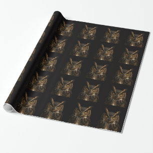 Papier cadeau Noir 4 Luxe Œil Doré Hibou