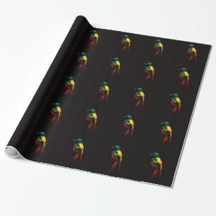 Papier cadeau Noir 4 Luxe Oiseau Tropical Arc-en-c