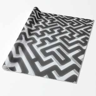 Papier Cadeau Noir argenté de labyrinthe