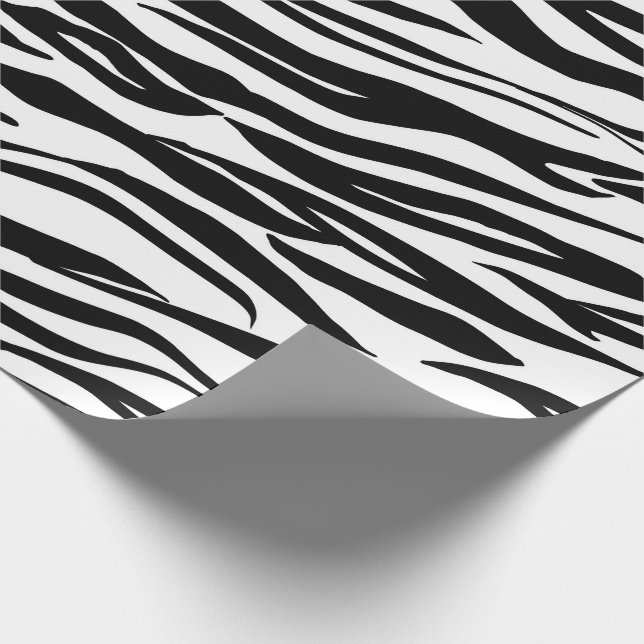 Papier Cadeau Noir Blanc Abstrait Tigre Peau de fourrure animal  (Coin)