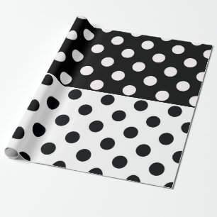 Papier Cadeau Noir Blanc demi-couleur fractionné en Pois Inverse