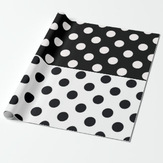 Papier Cadeau Noir Blanc demi-couleur fractionné en Pois Inverse