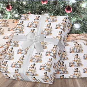 Papier Cadeau Noir blanc hiver neige Noël