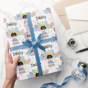 Papier Cadeau Noir Blanc Labradoodé Chien Anniversaire